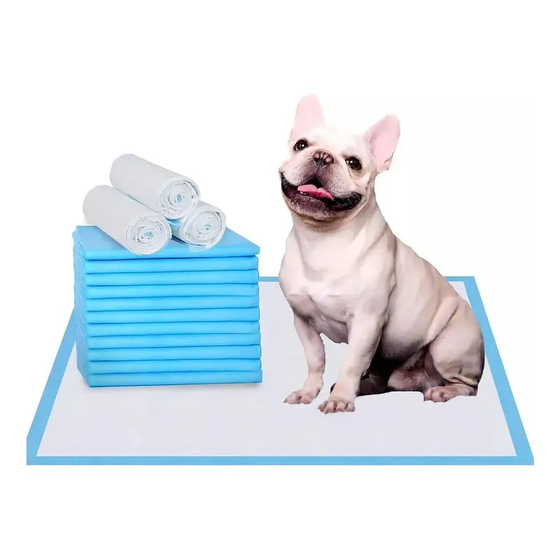30 Baño De Perro Sabanilla Perro 45x60 + 10 Bolsas De Caca Azul