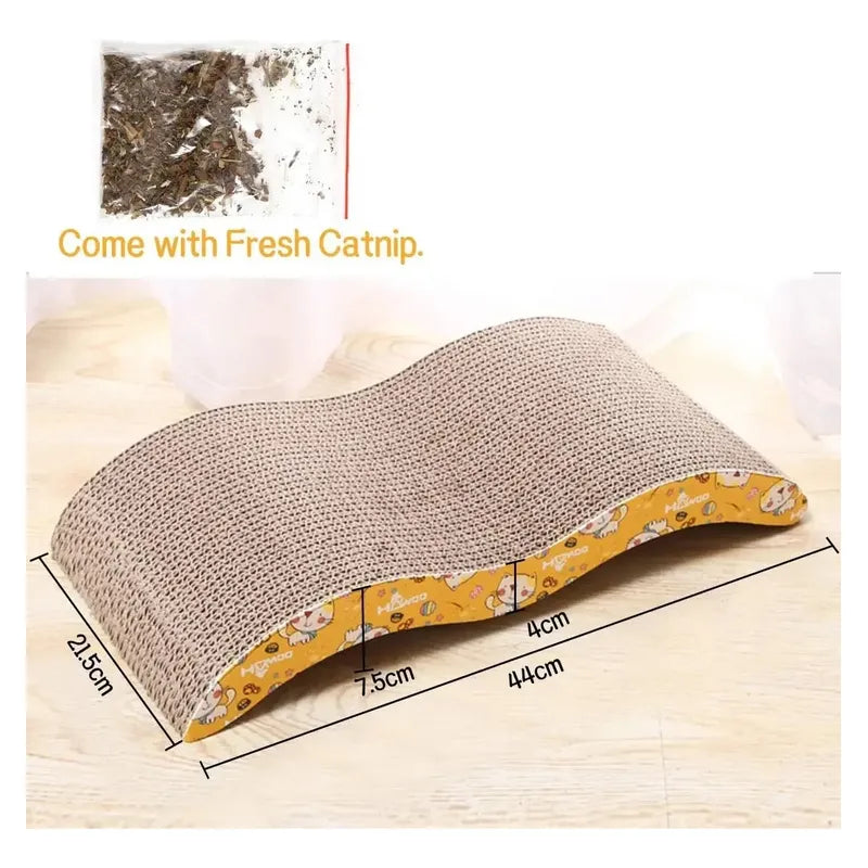 Rascador De Carton Para Gato Con Catnip Forma De Ondulado Ma Marrón Rascador Ondulado