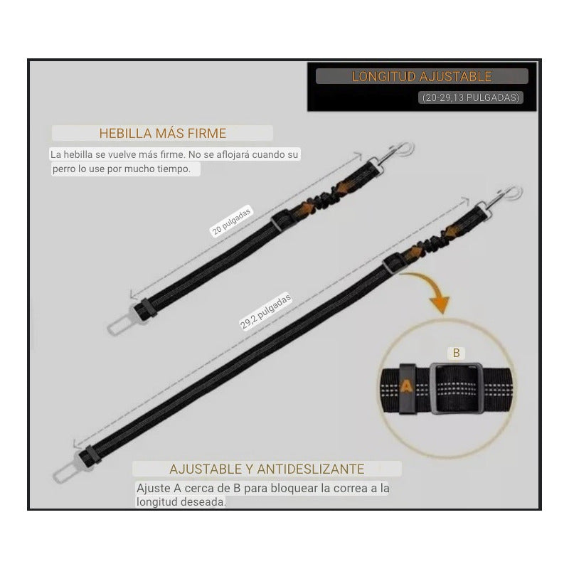 X2 Cinturón De Seguridad Perro Gato Correa Elástica Auto