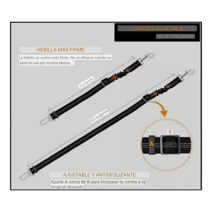 X2 Cinturón De Seguridad Perro Gato Correa Elástica Auto