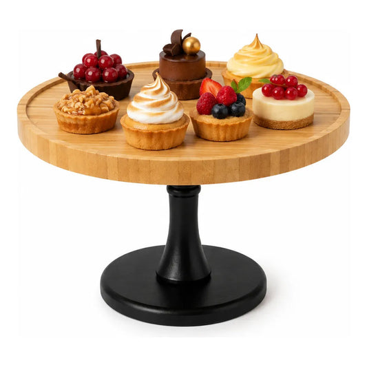 Base Torta Pedestal Cupcakes Stand Bambú Redondo Eventos Bambú Natural Tono Madera Claro Cálido Acabado Ecológico Premium Visible Estilo Nórdico Elegante Fiesta Postres Cupcakes