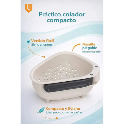 Colador Plegable Compacto Asas Resistente Drenaje Rapido Blanco Elegante Moderno Cocina Diseño Minimalista Compacto Visual Limpio Armonico Resistente Uso Diario Hogar Estilo Premium