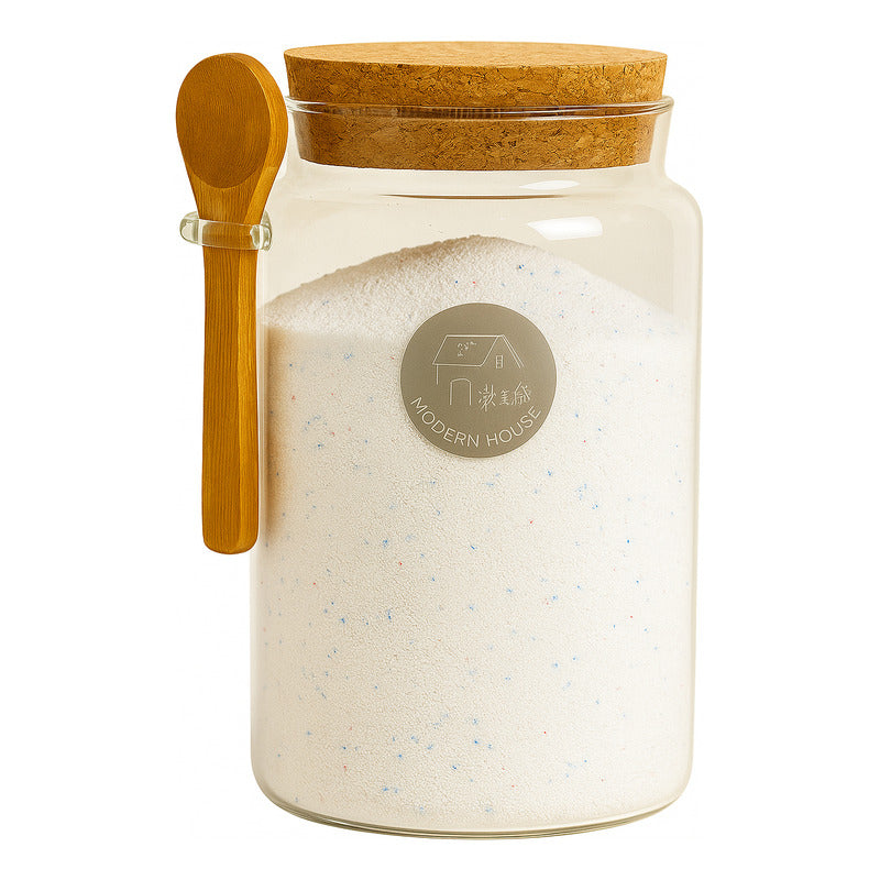 Contenedor Hermetico Para Jabon Detergente Frasco Vidrio Transparente