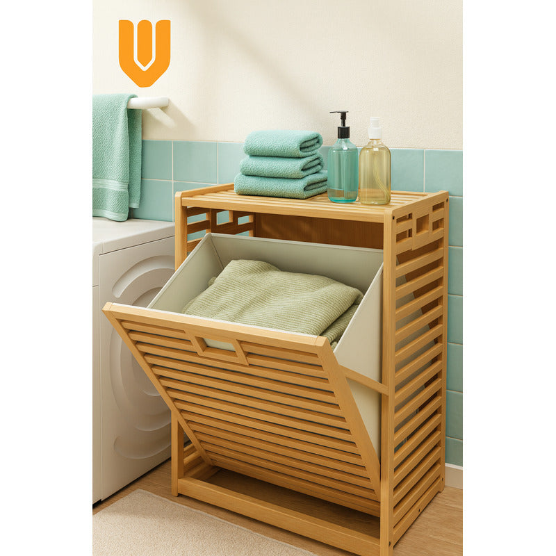 Canasto Ropa Sucia Bambu Plegable Grande Baño Dormitorio Lav