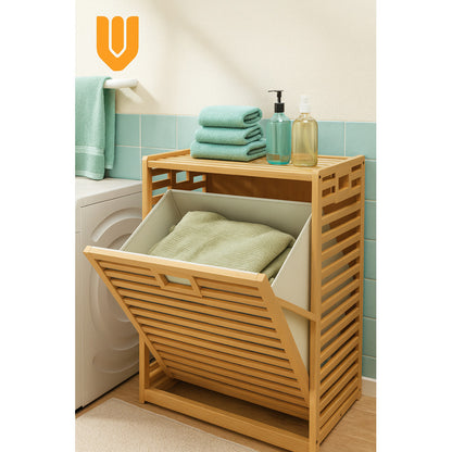 Canasto Ropa Sucia Bambu Diseño Natural Plegable Grande Vitr