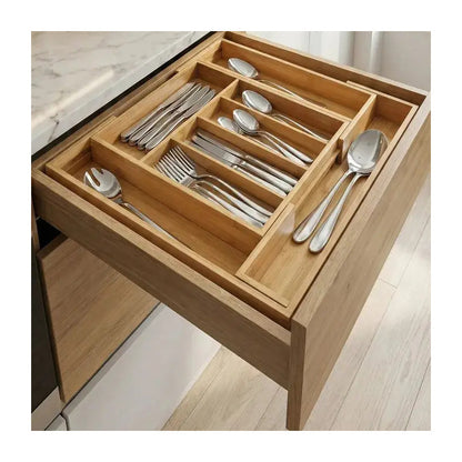 Organizador Cubiertos Expandibles Bambu Porta Cubiertos Bambú