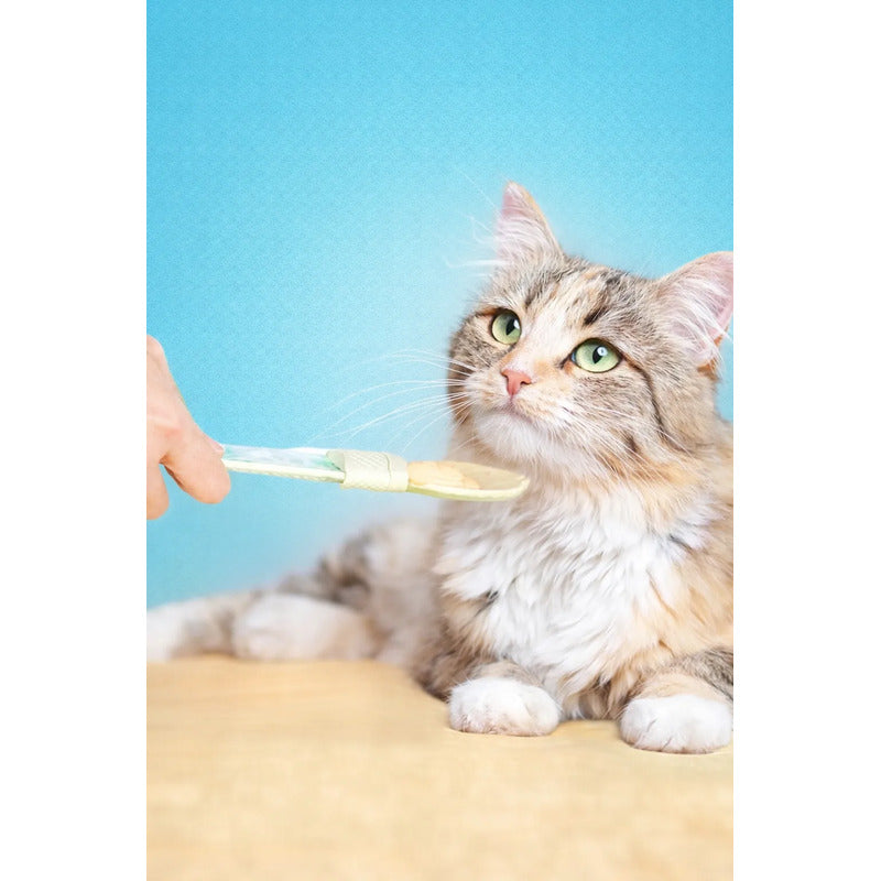 Cuchara Dispensadora Churu Snack Cremoso Alimento Mascotas 2 Unidades Al Azar Cuchara Dispensadora Snack Cremoso Mascotas Churu Plastico Manual Interactivo 26cm Alimentacion Perros Gatos