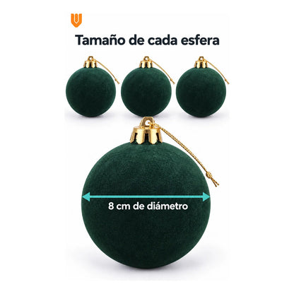 6 Esferas Navidad Adorno Piel Durazno Bolas Decorar 8cm Esferas Navidad Adorno Piel Durazno Bolas Decorar 8cm Verde Esferas... 8cm