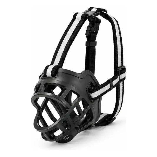 Vitrineon Bozal L Nylon Goma Firme Ajuste Seguro Canino Negro Mediano