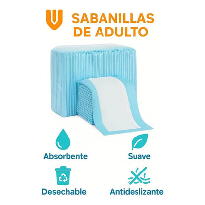 50 Sabanilla Adulto Protector Cama Pañales Protector 45x60