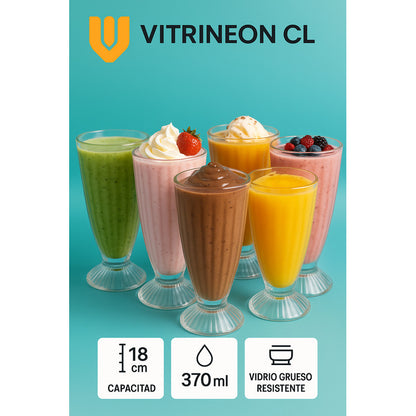 Vasos Vidrio Acanalado 370 Ml Momentos Dulces Postres Batido