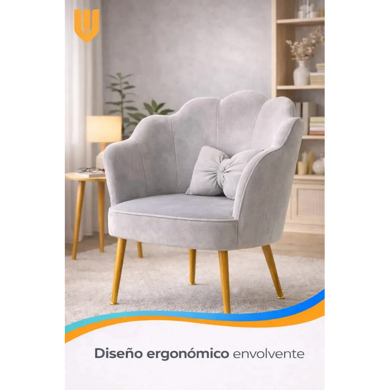 Silla Dormitorio Maquillaje Comoda Acolchada Uso Diario Pro Asiento Gris Claro Felpa Terciopelo Textura Suave Elegante Moderno Estilo Nordico Decoracion Living Premium Tela Terciopelo Felpa...