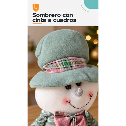 Muñeco Navideño 28cm Decorativo Adornar Figuras Navidad Blanco Muñeco Adorno Navideño Muñeco Papá Noel Viejito Pascuero Santa Claus Gorro Barba Blanca Figura Verdes Cascabel 28cm-nieve