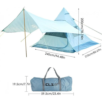 Carpas De Camping Carpa Doble Capa 4 Personas Mosquitero Camping Celeste
