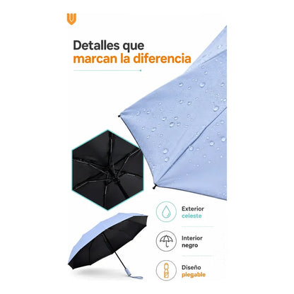 Parasol Retractil Sombrilla Plegable Paragua Lluvia 8 Varill