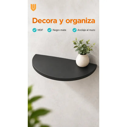 Repisa Flotante Semicircular Mdf Negro 40cm Vitrineon Cl Negro Repisa Mural Flotante Estante Decorativo Organización Recibidor Living Oficina Madera Mdf Muro Concreto Vestidor 40cm