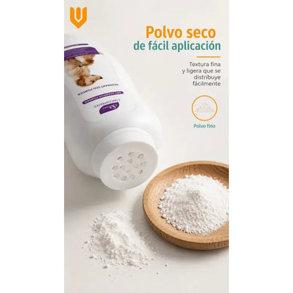 X2 Shampoo Seco Perro Desenredante Anticaida Pelo Higiene Shampoo Seco Perro Polvo 200 G Baño Seco Desodorizante Desenredante Anticaída Pelo Higiene Limpieza Rápida Pelaje Suave - 200g