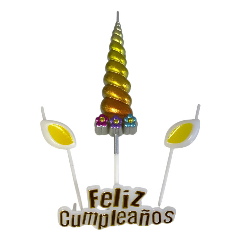 Set 4 Velas De Cumpleaños Adornos Para Tortas Unicornio