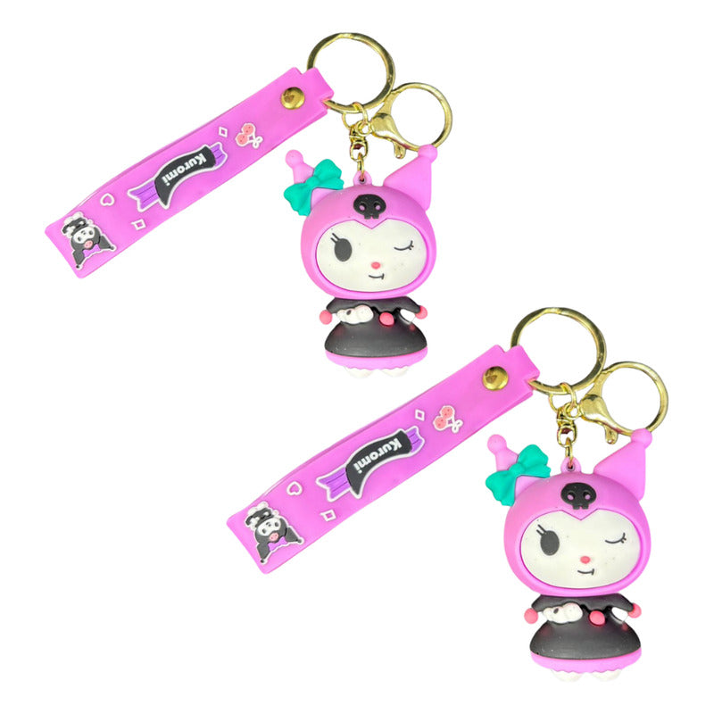 Llavero Colgante Kuromi Llavero Silicona Tematico Decoracion Kuromi Rosa