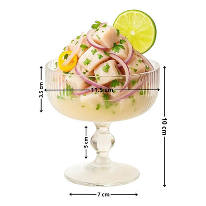 X6 Copas Vidrio Ceviche Coctel Mojito 10cm Alto 11 5cm Diametro Pack 6 Copa Transparente Cristal Resistente Apto Lavavajillas Base Alta Texturizada Postres Entradas Gourmet