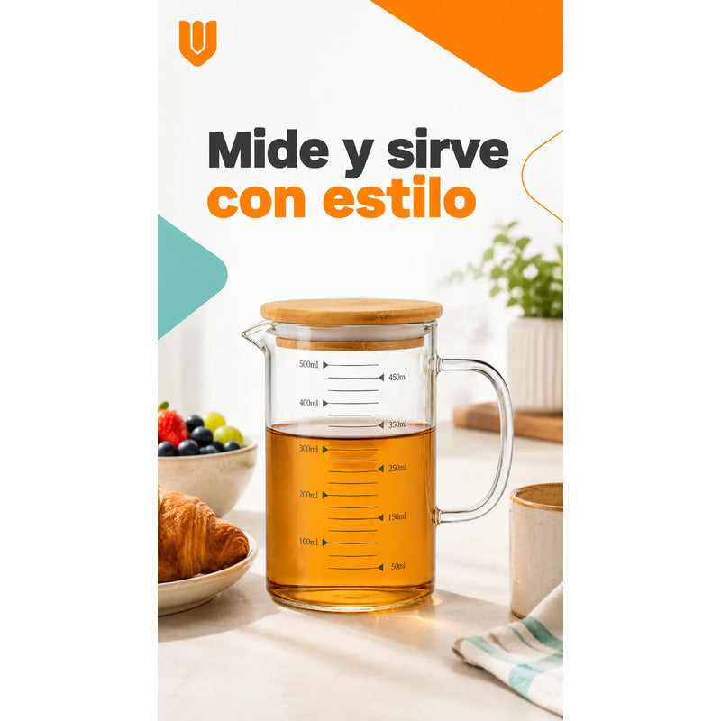 Taza Medidora Vidrio Jarra Medidora Vaso Medidor Taza 500ml Transparente/ 500ml