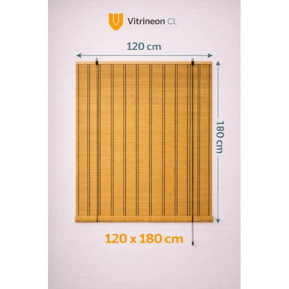 Cortina Roller Persiana Enrollable 120x180cm Bambú Vitrineon Marrón Bambu Natural Decorativo Roller Enrollable Madera Rayas Control Luz Estilo Nordico Ventanas Hogar Oficina