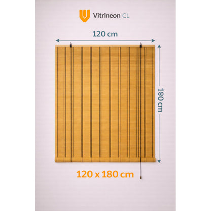 Persiana Bambu Roller Enrollable Ventanal Living Dormitorio Marrón Bambu Natural Decorativo Roller Enrollable Madera Rayas Control Luz Estilo Nordico Ventanas Hogar Oficina