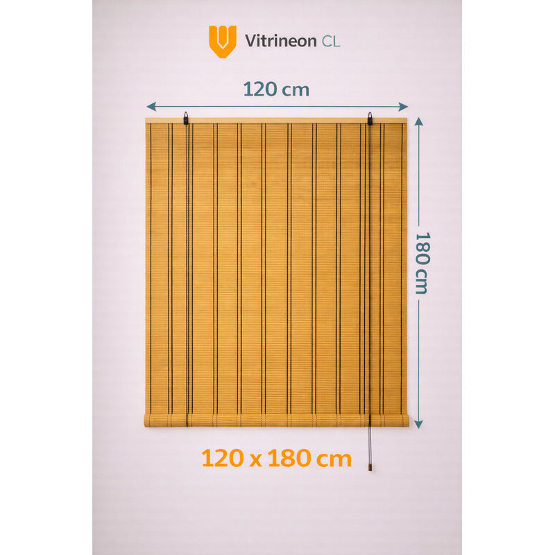 Persiana Bambu Enrollable Roller Ventana 120x180cm Vitrineon Marrón Bambu Natural Decorativo Roller Enrollable Madera Rayas Control Luz Estilo Nordico Ventanas Hogar Oficina