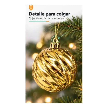 40 Esferas Navidad Adorno Bolas Decorativas Dorado 6cm Esferas Navideñas Clásicas Decorativas Acabados Brillantes Mate... 6 Cm Diámetro