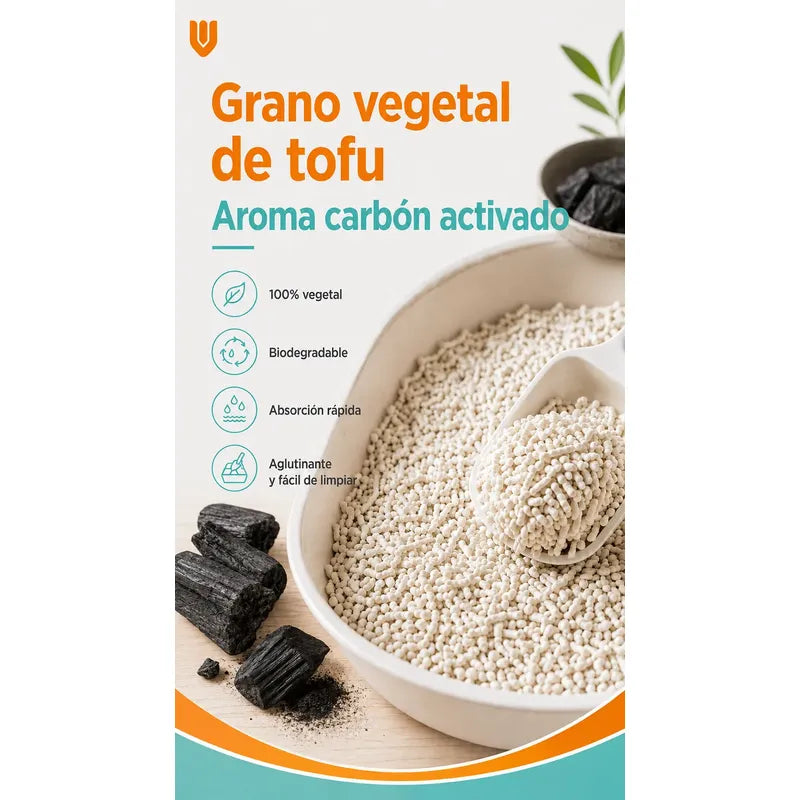 2 Und Arena Sanitaria Para Gatos Tofu Carbón Activo Aglutina Carbon Activado Aglomerante Natural Control Olor Bajo Polvo Eco Amigable Sanitaria Mascotas