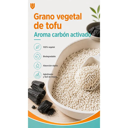 2 Und Arena Sanitaria Para Gatos Tofu Carbón Activo Aglutina Carbon Activado Aglomerante Natural Control Olor Bajo Polvo Eco Amigable Sanitaria Mascotas