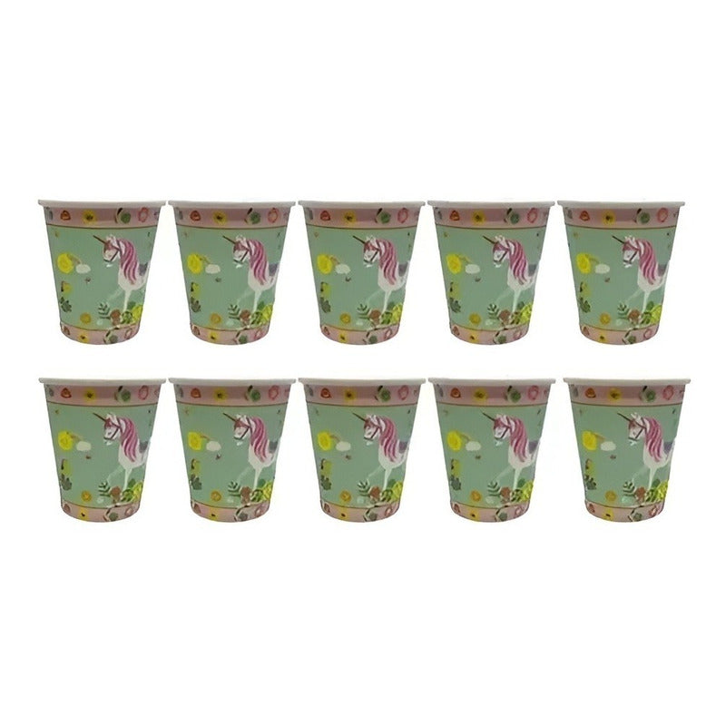 10 Vasos Cumpleaños Vasos Desechable Cumpleaños Unicornio Rosa Claro
