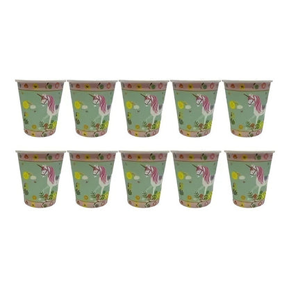10 Vasos Cumpleaños Vasos Desechable Cumpleaños Unicornio Rosa Claro