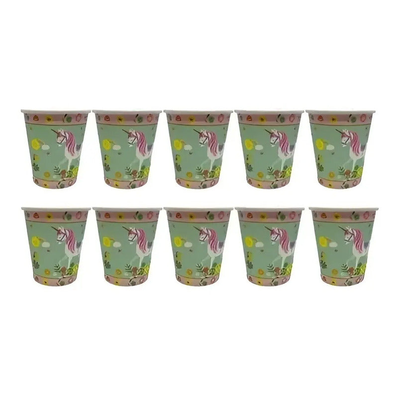 10 Vasos Cumpleaños Vasos Desechable Cumpleaños Unicornio Rosa Claro