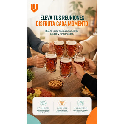 6 Vasos Chopero Calavera Vidrio Premium Whisky Bar Fiesta Tr Transparente