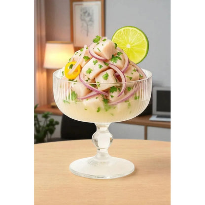 Vitrineon Cl X6 Copas Vidrio Ceviche Coctel Mojito Pack 6 Transparente 10cm 11 5cm Cristal Resistente Apto Lavavajillas Base Alta Texturizada Mesa Gourmet