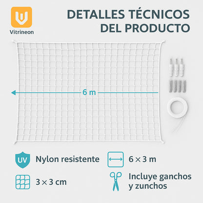 Malla Balcón Mascotas Nailon Transparente Resistente 6x3 Mts Blanco