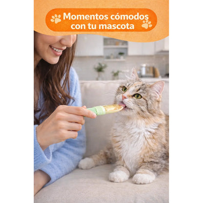 Cuchara Dispensadora Churu Snack Cremoso Alimento Mascotas 2 Unidades Al Azar Cuchara Dispensadora Snack Cremoso Mascotas Churu Plastico Manual Interactivo 26cm Alimentacion Perros Gatos