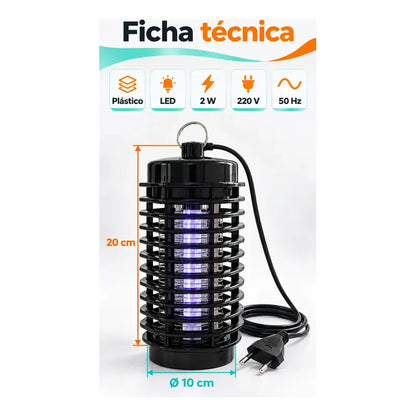 Lampara Mata Mosquitos Moscas Zancudos Luz Ultravioleta Negro Mata Mosquitos Matamosquitos Mata Zancudos Lámpara Eléctrica Led Negra Rejilla Exterior Cable 220 V Interior