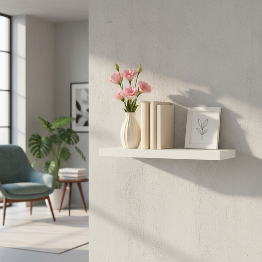 Repisa Flotante Estantes Pared Dormitorio Baño Mdf 50x15 Cm Blanco