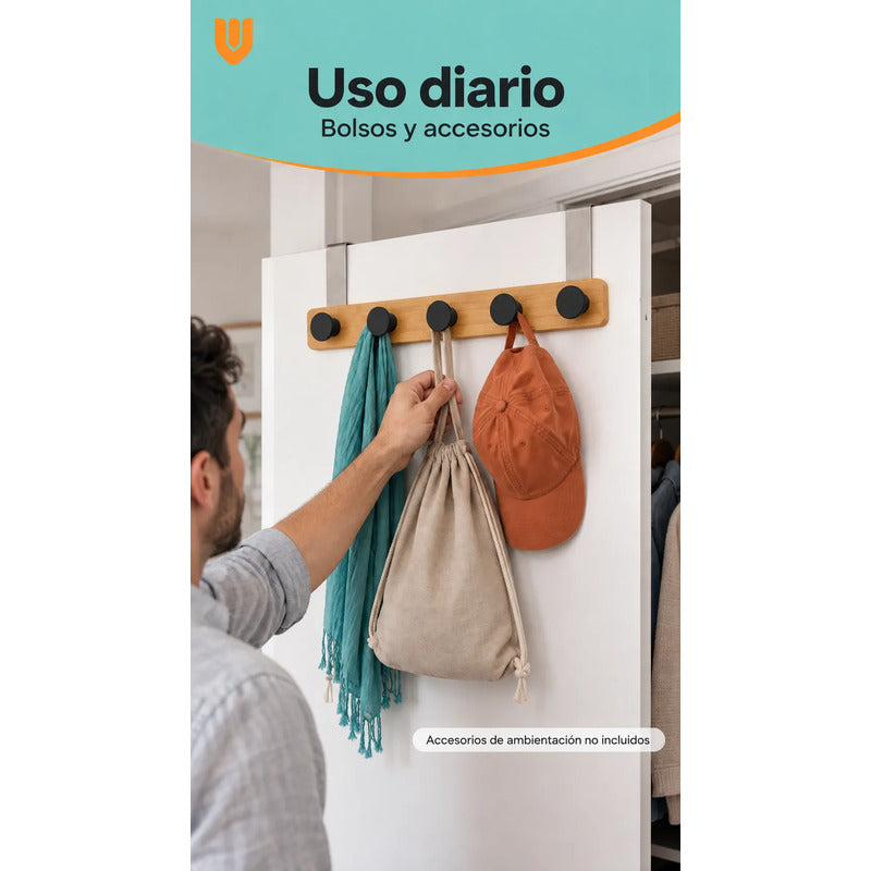 Perchero Ropa Madera 40cm Negro 5 Ganchos Vitrineon Cl Negro Perchero Puerta Bambú Blanco Cinco Ganchos Colgador Ropa Toallas Bolsos Organizador Horizontal Dormitorio Entrada Hogar 40cm