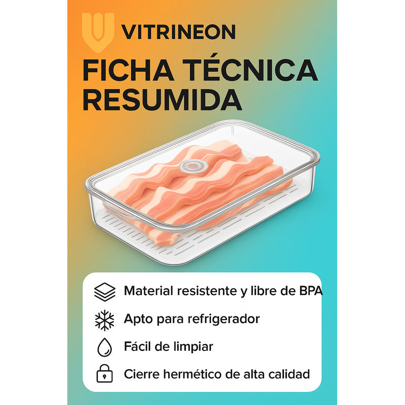4 Organizadores Acrílico Tapa Refrigerador Contenedor Alimen Transparente