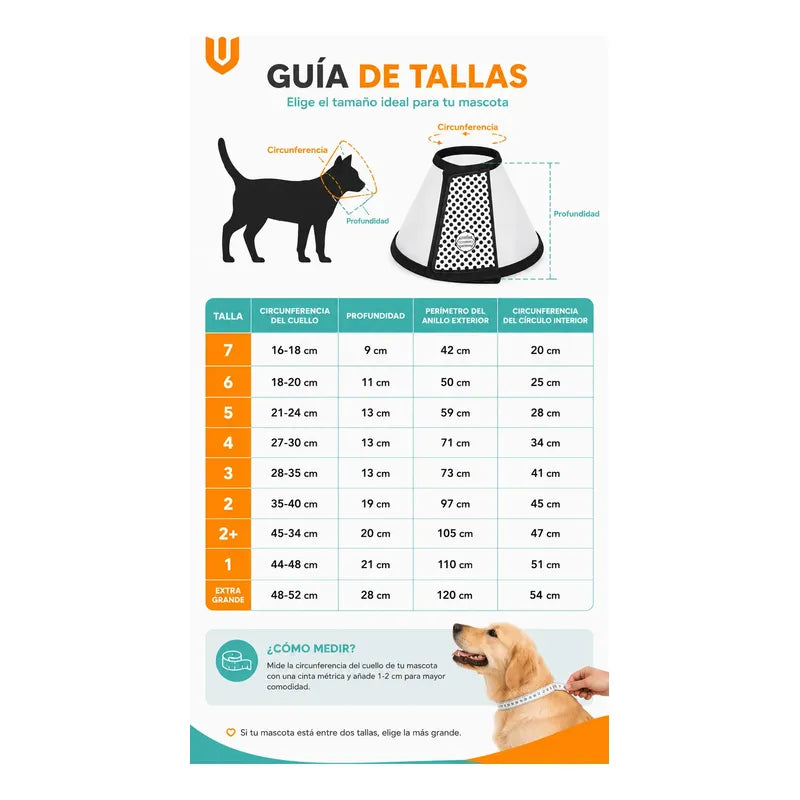 Collar Cono Isabelino Mascotas  Recuperacion Antilamido Collar Isabelino Recuperacion Quirurgica Mascotas Grandes Protector Veterinario Ajustable Premium Talla 2 Grande Mascotas Perros Gatos...