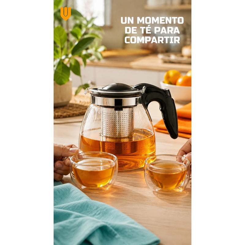 Tetera Vidrio Infusor Te Tetera Infusora Con Filtro 900ml Transparente