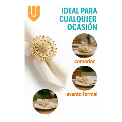 Elegancia Mesa Servilletero Aro Bambú Porta Servilleta Decor Dorado