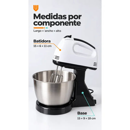 Batidora Electrica 7 Velocidades Base Tazon Pedestal Blanco Batidora Eléctrica Mano Base Tazón Mezcladora Repostería 350 W 7 Velocidades Batidores Ganchos Postres Cremas 50 Y 60 Hz
