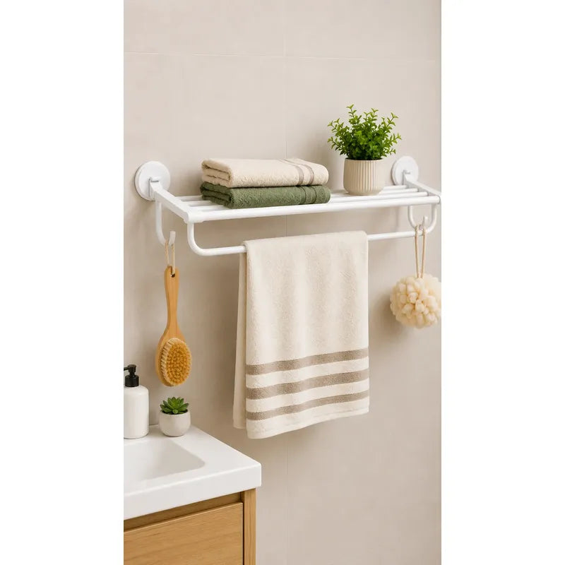 Toallero Soporte Organizador Baño Aluminio Estante Toallas Blanco