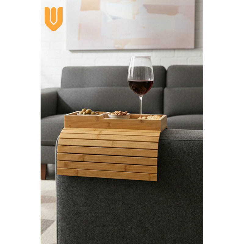 Porta Vasos Sofa Bambu Plegable Diseno Natural Funcional Bambú