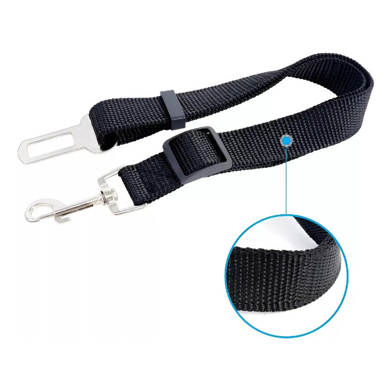 Cinturon Seguridad Color Negro Para Transportar En Auto Mascotas 70cm Negro 70cm