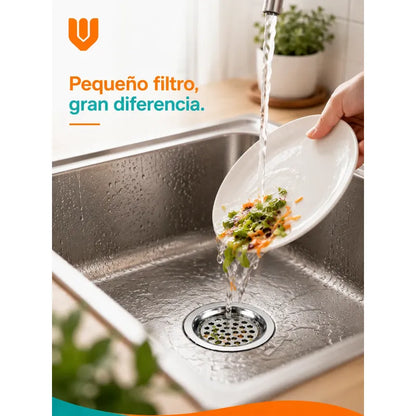 Set Rejillas Atrapa Basura  Fregadero Colador Lavaplatos Plateado / Blanco